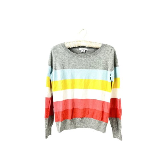 Dopamine Striped Cotton Blend Long Sleeve Lightweight Sweater Petite Medium - Picture 1 of 3